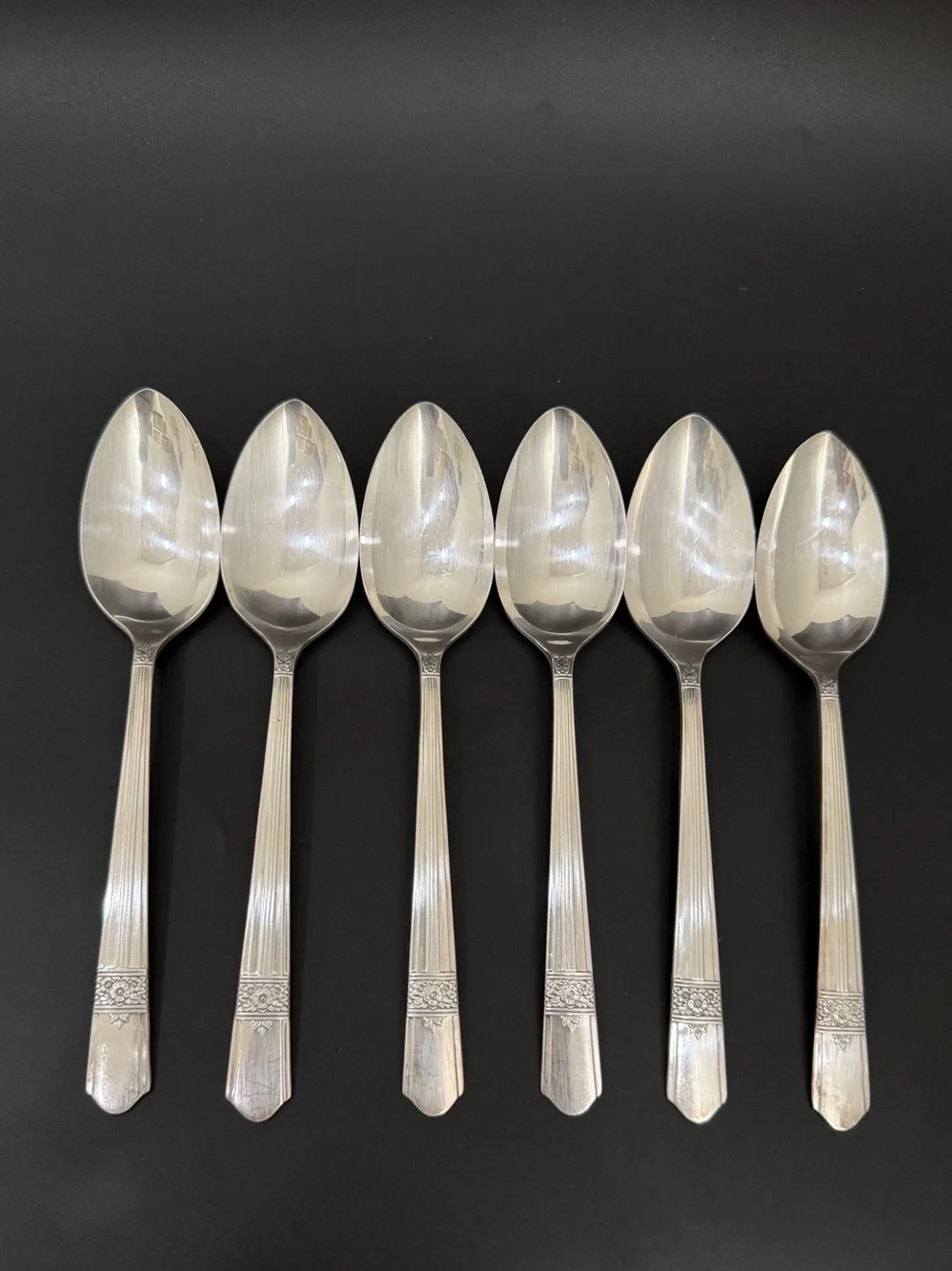 6pc Vintage ONEIDA Simeon & George Rogers Co. Silver Rose Silver-plate Spoons